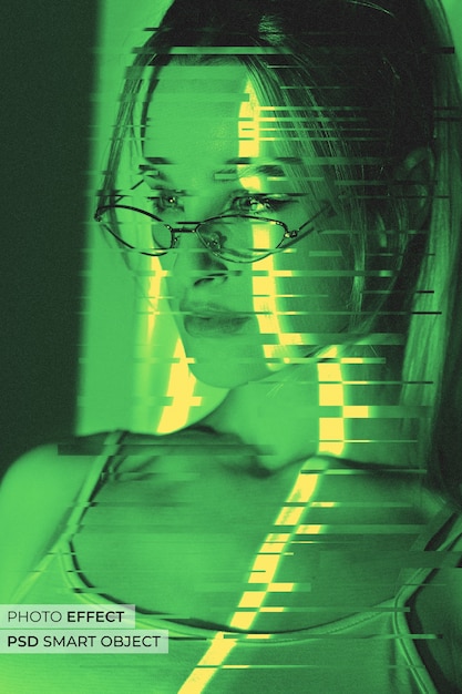 Gratis PSD duotoon glitch foto-effect