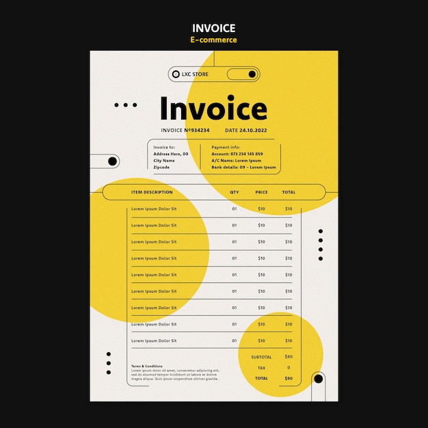 Gratis PSD e-commerce concept factuursjabloon