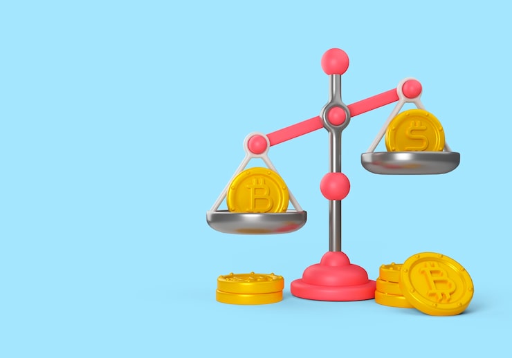 PSD gratuito ed ilustración de criptomoneda con escalas