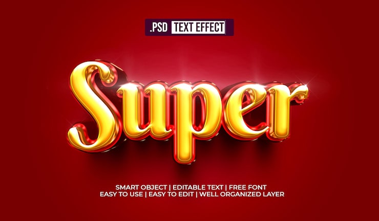 PSD gratuito efecto de estilo de supertexto