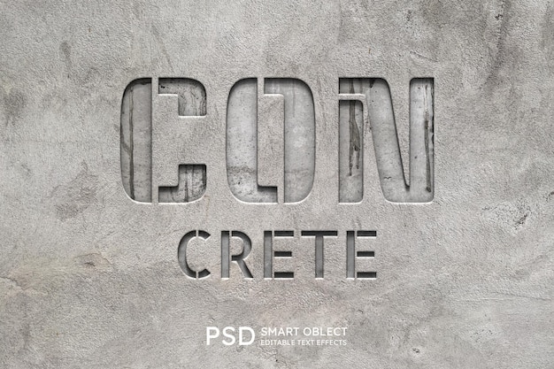 PSD gratuito efecto de estilo de texto concreto