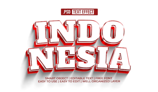 PSD gratuito efecto de estilo de texto de indonesia