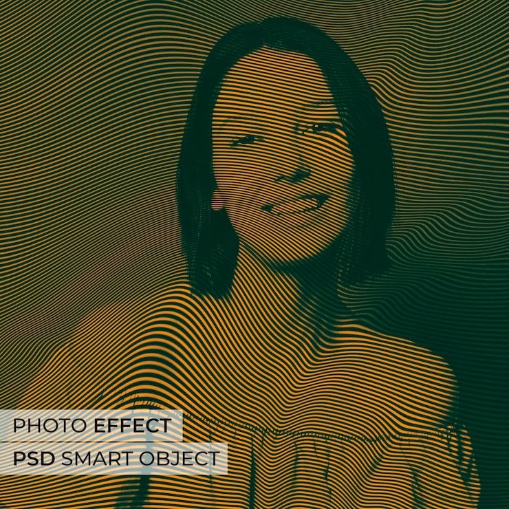 PSD gratuito efecto de foto de líneas onduladas