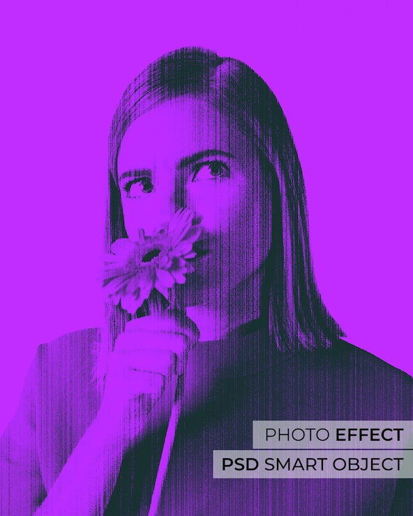 PSD gratuito efecto de foto de líneas pop