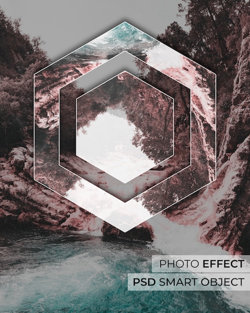 PSD gratuito efecto fotográfico de reflexión geométrica