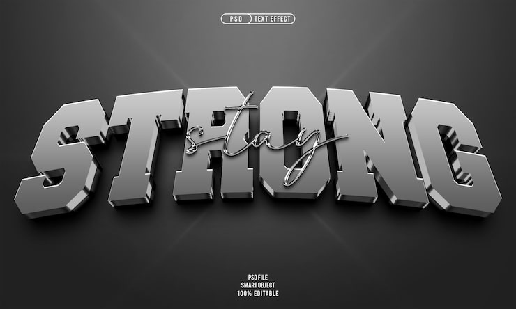 PSD gratuito efecto de texto 3d editable mantente fuerte