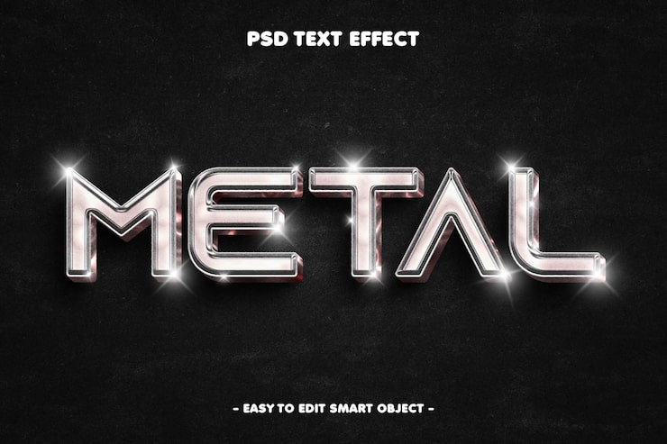PSD gratuito efecto de texto de acero estilo de texto de cromo y plata editable