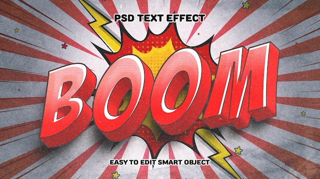 PSD gratuito efecto de texto de cómic boom para pósteres de acción
