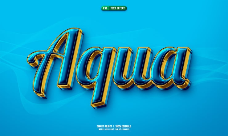 PSD gratuito efecto de texto editable 3d aqua