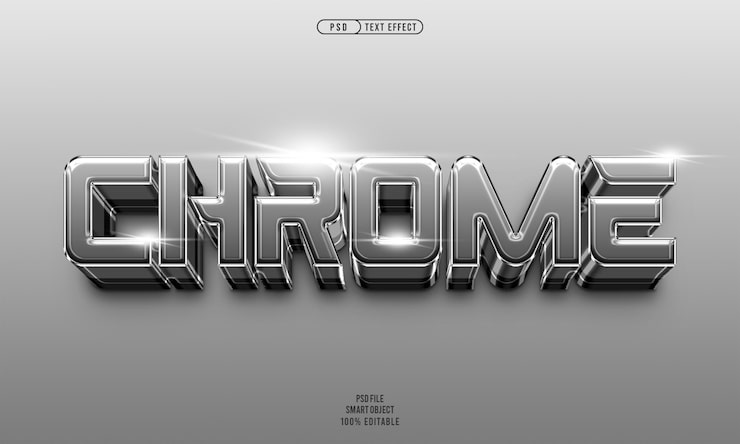 PSD gratuito efecto de texto editable 3d de chrome
