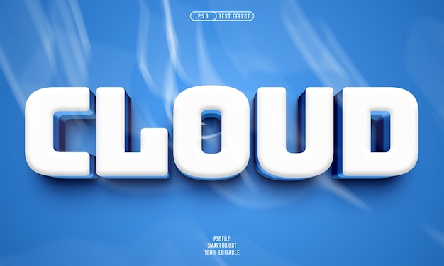 PSD gratuito efecto de texto editable 3d en la nube