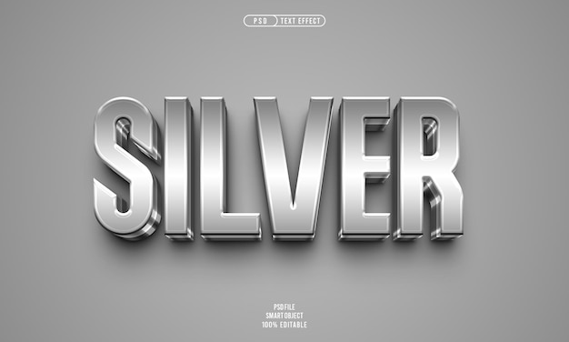 PSD gratuito efecto de texto editable 3d plateado