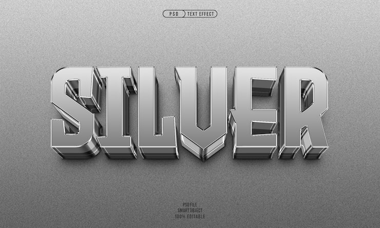 PSD gratuito efecto de texto editable 3d plateado