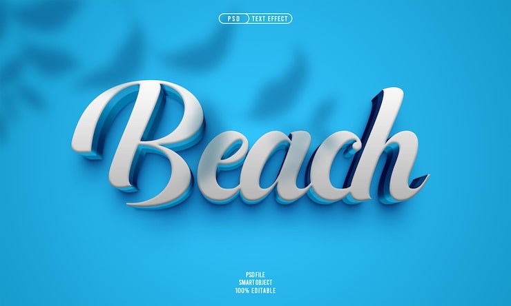 PSD gratuito efecto de texto editable 3d de playa