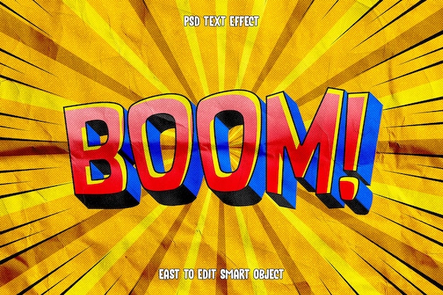 PSD gratuito efecto de texto editable boom comic style