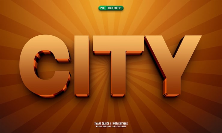 PSD gratuito efecto de texto editable ciudad 3d