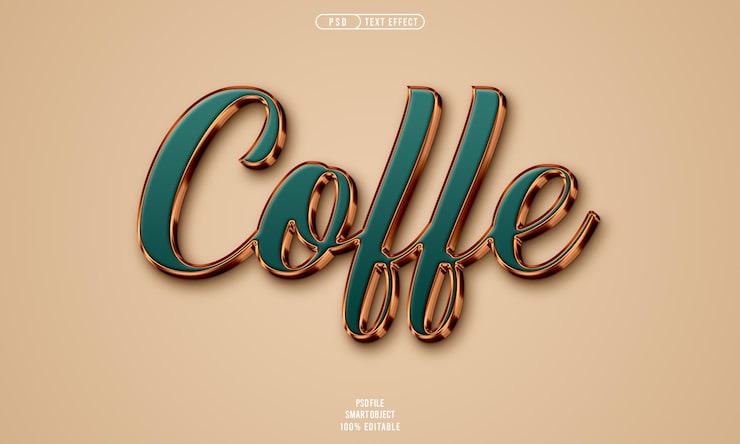 PSD gratuito efecto de texto editable coffe 3d