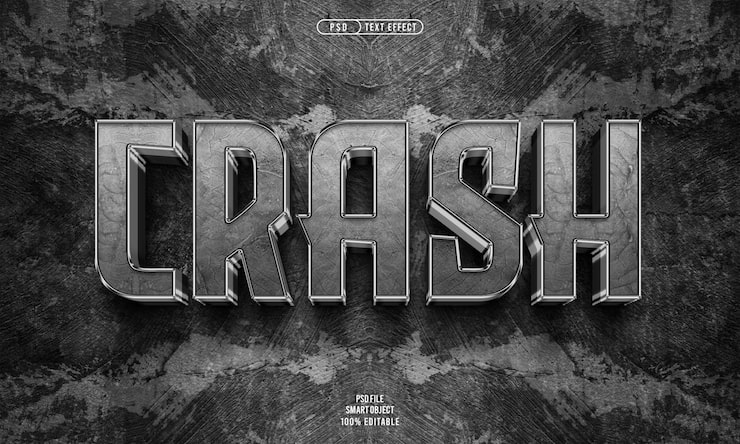 PSD gratuito efecto de texto editable crash 3d