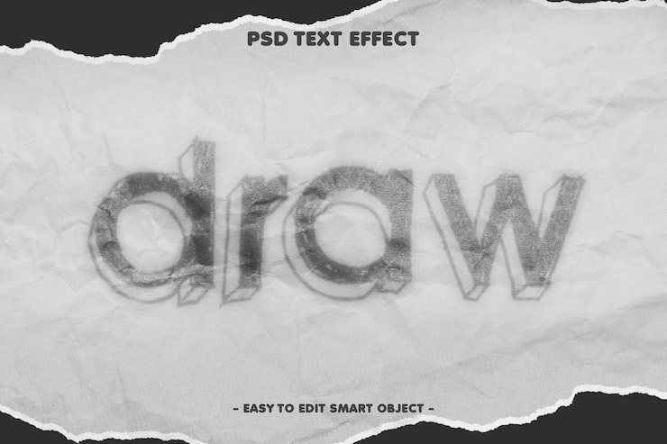 PSD gratuito efecto de texto editable de dibujo a lápiz