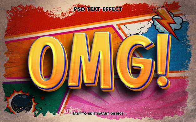 PSD gratuito efecto de texto editable de estilo cómic omg