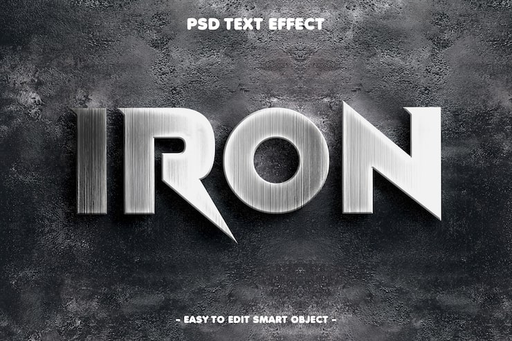 PSD gratuito efecto de texto editable estilo metal de hierro