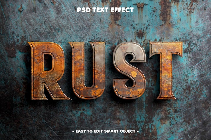 PSD gratuito efecto de texto editable de estilo metal oxidado