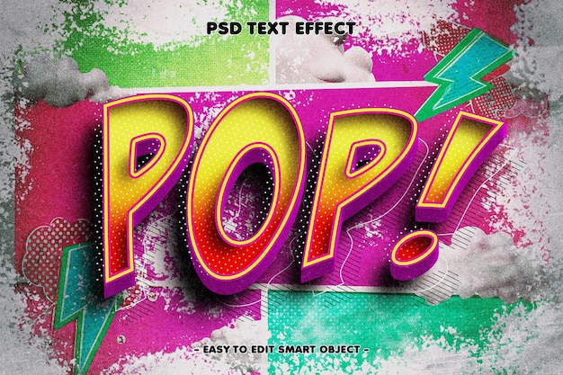 PSD gratuito efecto de texto editable de estilo pop comic