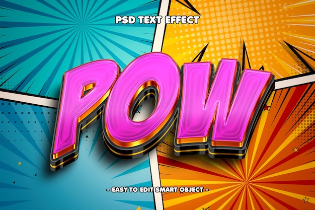 PSD gratuito efecto de texto editable de estilo pow comic