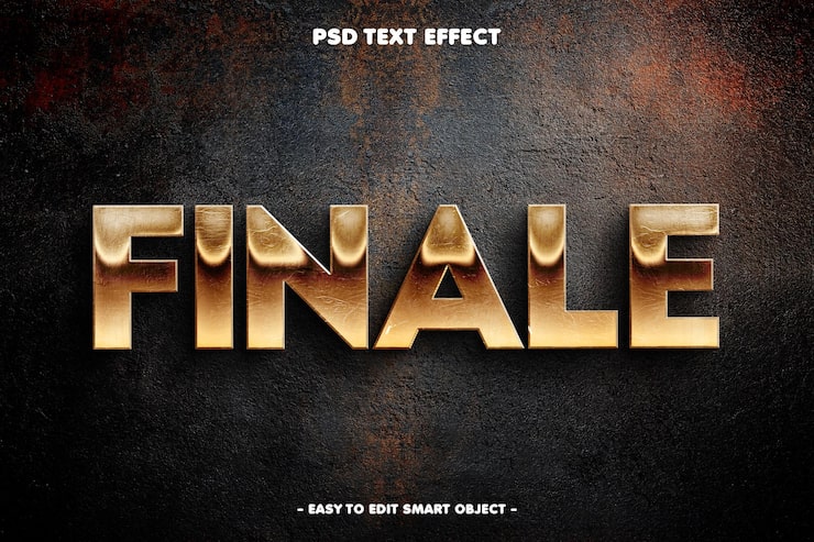 PSD gratuito efecto de texto editable de final