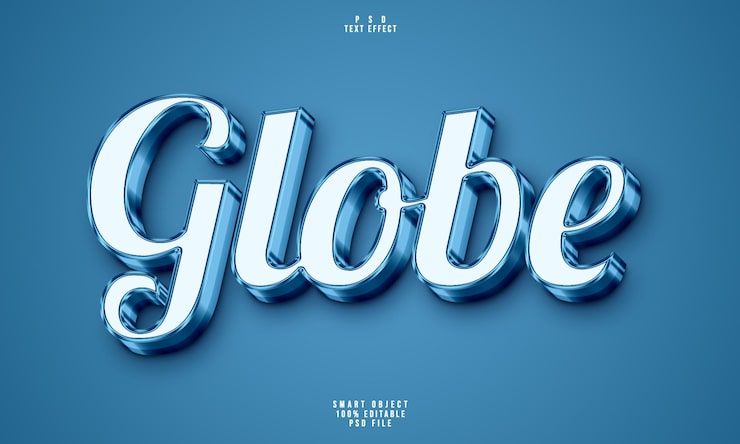 PSD gratuito efecto de texto editable globo 3d