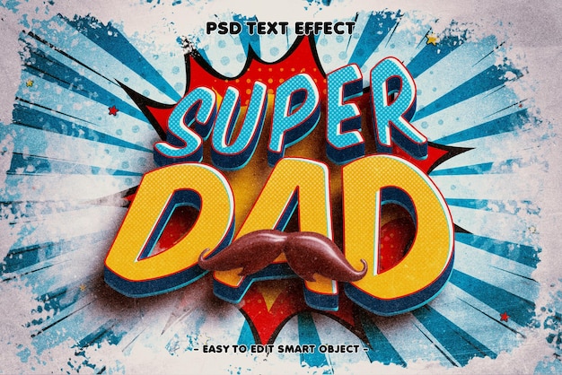 PSD gratuito efecto de texto editable super dad 3d