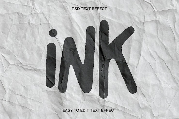 PSD gratuito efecto de texto editable de tinta
