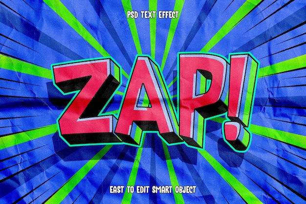 PSD gratuito efecto de texto editable de zap comic style