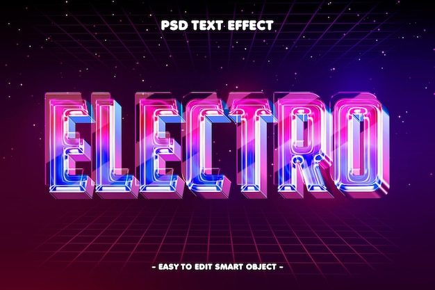 PSD gratuito efecto de texto de neón electrodimensional