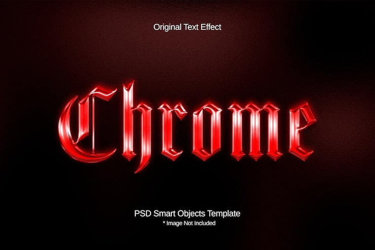 PSD gratuito efecto de texto rojo cromado en estilo gótico