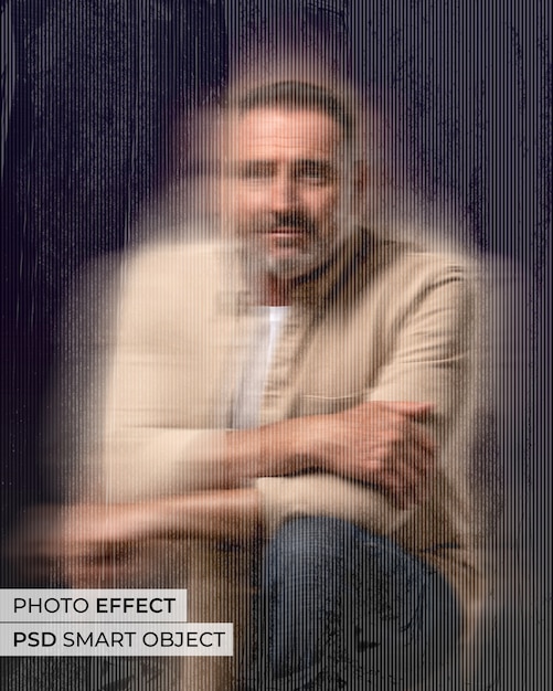 PSD Gratis efek foto garis kabur vertikal