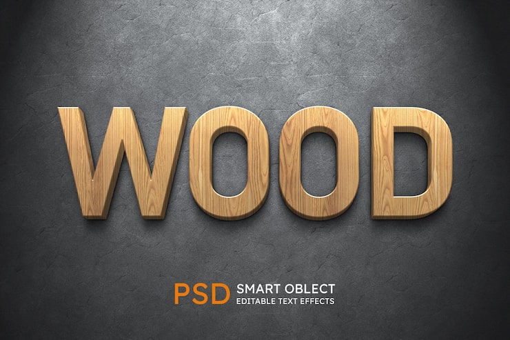 PSD Gratis efek gaya teks kayu