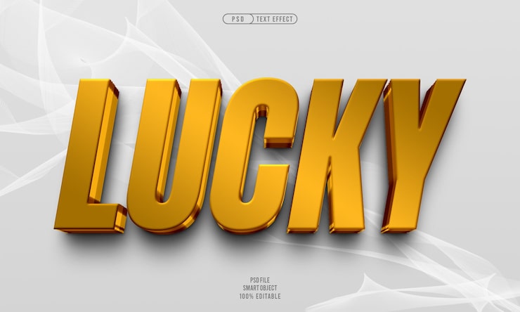 PSD Gratis efek teks 3d lucky yang dapat diedit