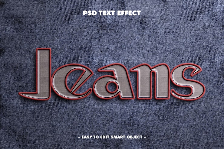 PSD Gratis efek teks yang dapat diedit jeans