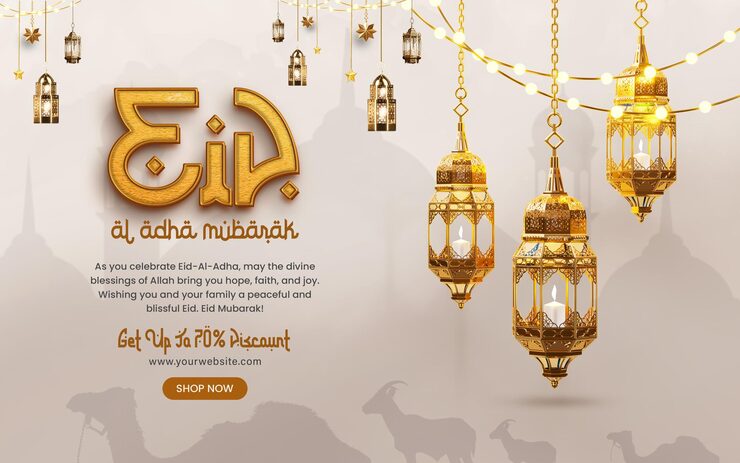 Gratis PSD eid al adha mubarak verkoop promotie banner ontwerp sjabloon