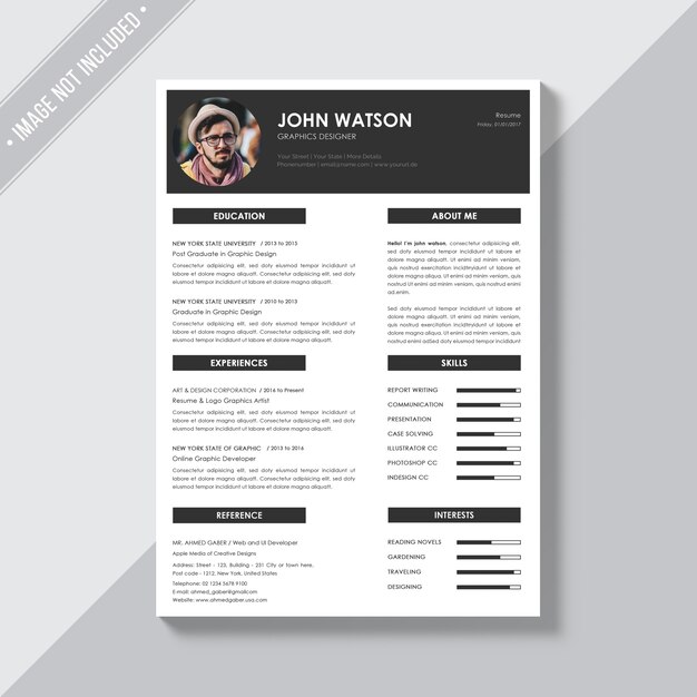 Gratis PSD elegant cv-template
