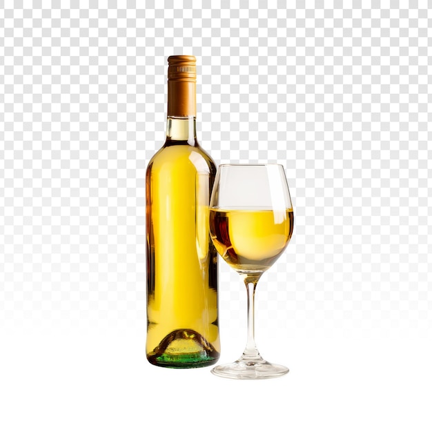 PSD gratuito elegante botella y vaso de vino blanco