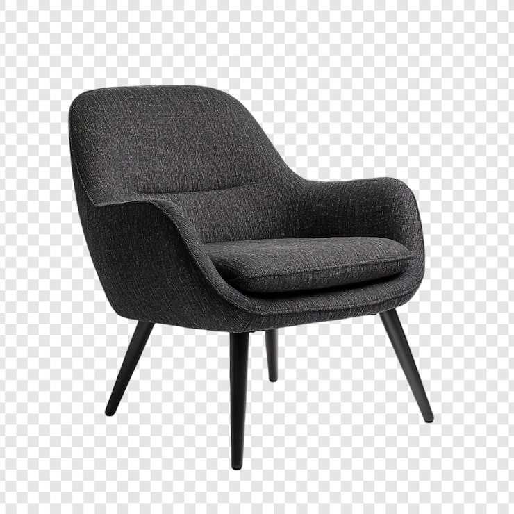 PSD gratuito elegante sillón de tela gris oscuro con piernas negras