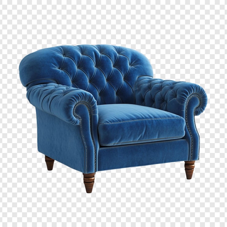 PSD gratuito elegante sillón de terciopelo azul chesterfield