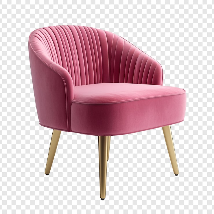 PSD gratuito elegante sillón de terciopelo rosa con patas de oro