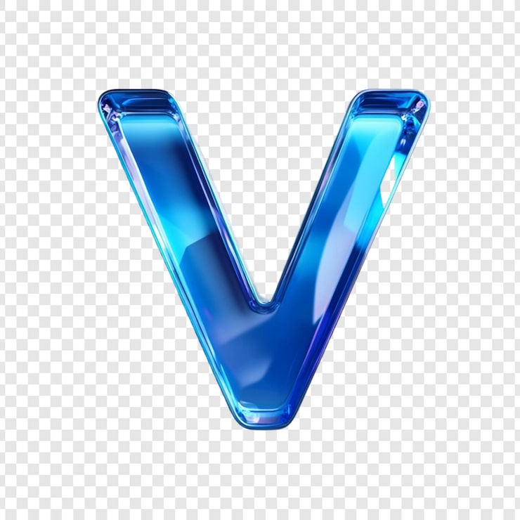 PSD gratuito elemento de diseño de la fuente del alfabeto de la letra v de vidrio azul brillante