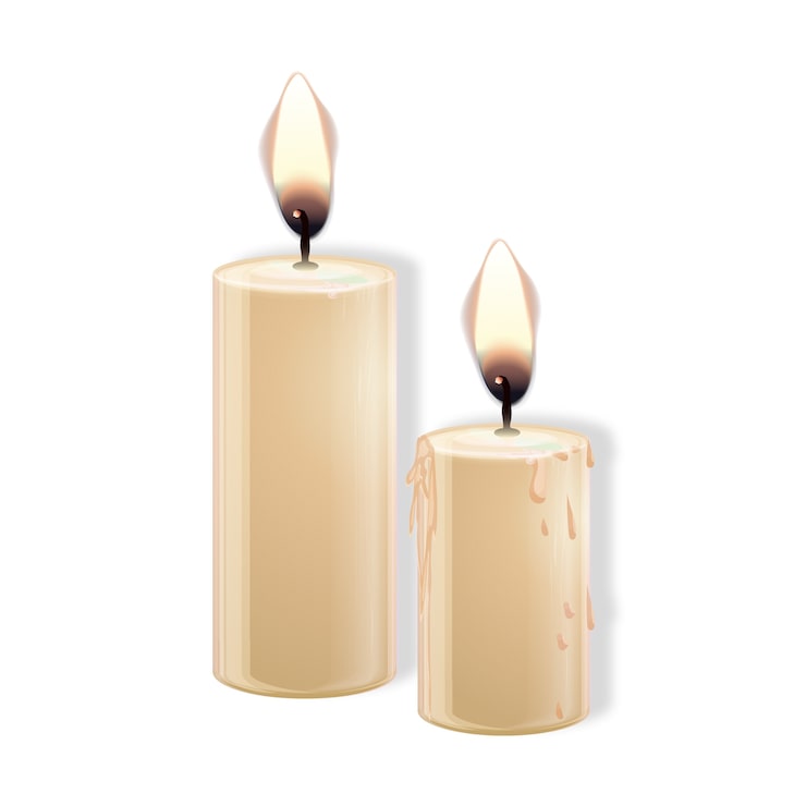 PSD gratuito elemento de luto con velas.