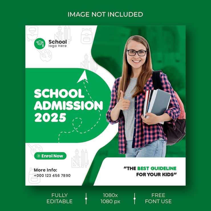 PSD gratuito entrada a la escuela publicación en las redes sociales y plantilla de publicación en instagram