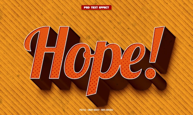 PSD gratuito esperanza efecto de texto editable retro 3d