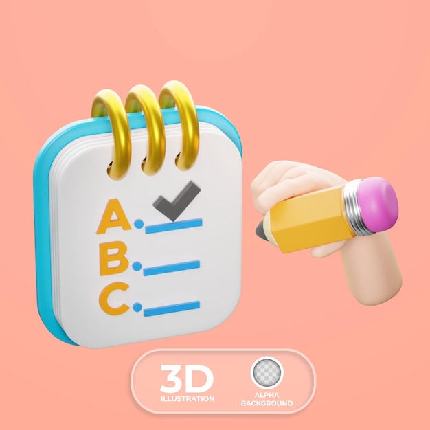 PSD gratuito estudiando a través de opciones múltiples ilustración 3d